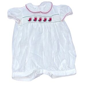 Fancy Threads by Maria Elena Christmas smocked jumpsuit size 12 months